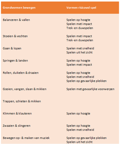 Tabel grondvormen bewegen icm rvs